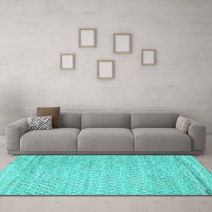 Tapis modernes en turquoise uni lavable en machine pour la vente par Ahgly