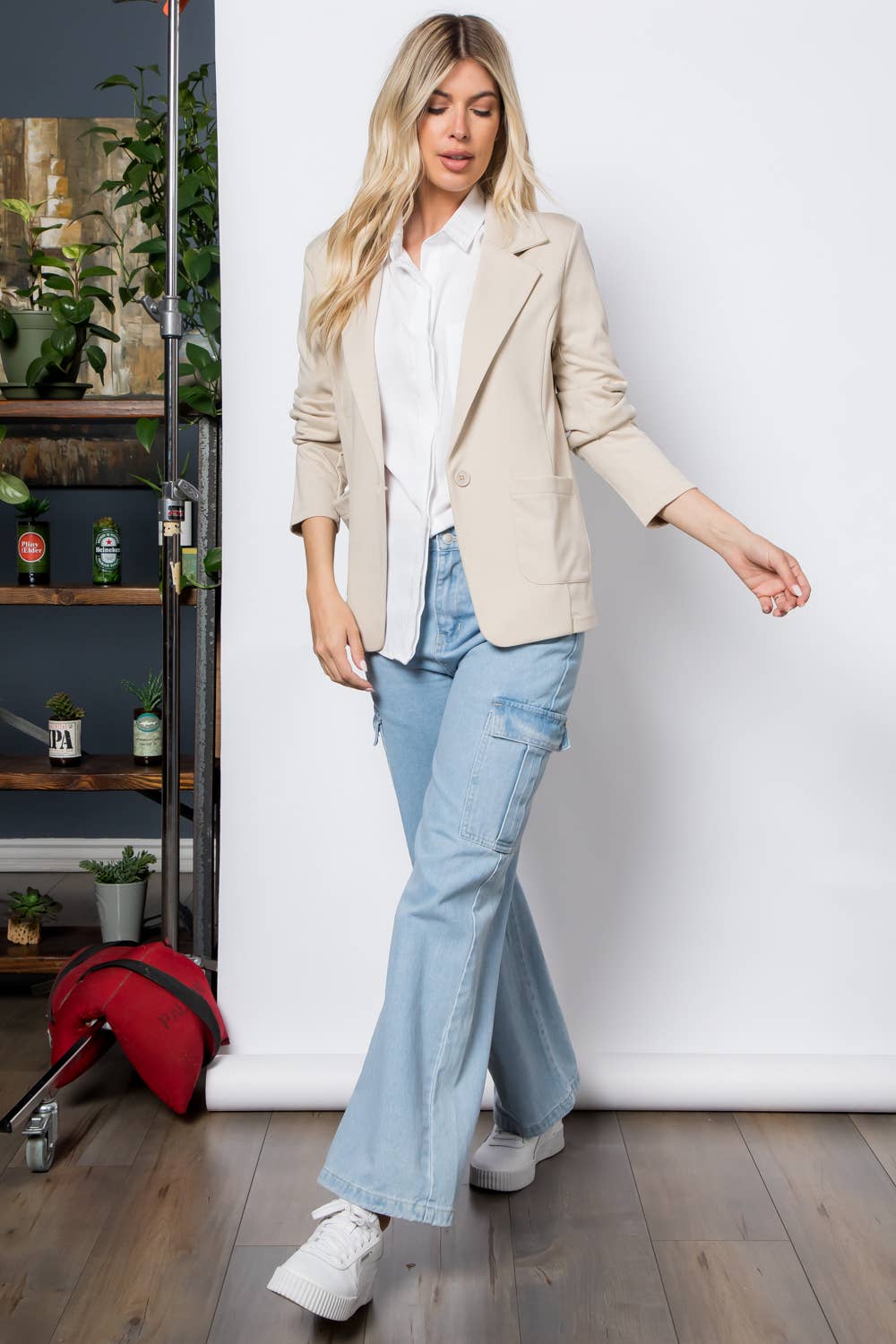 26 International - Wholesale Blazer - Women's - Ponte One Button Front /w Patch Pocket Blazer1