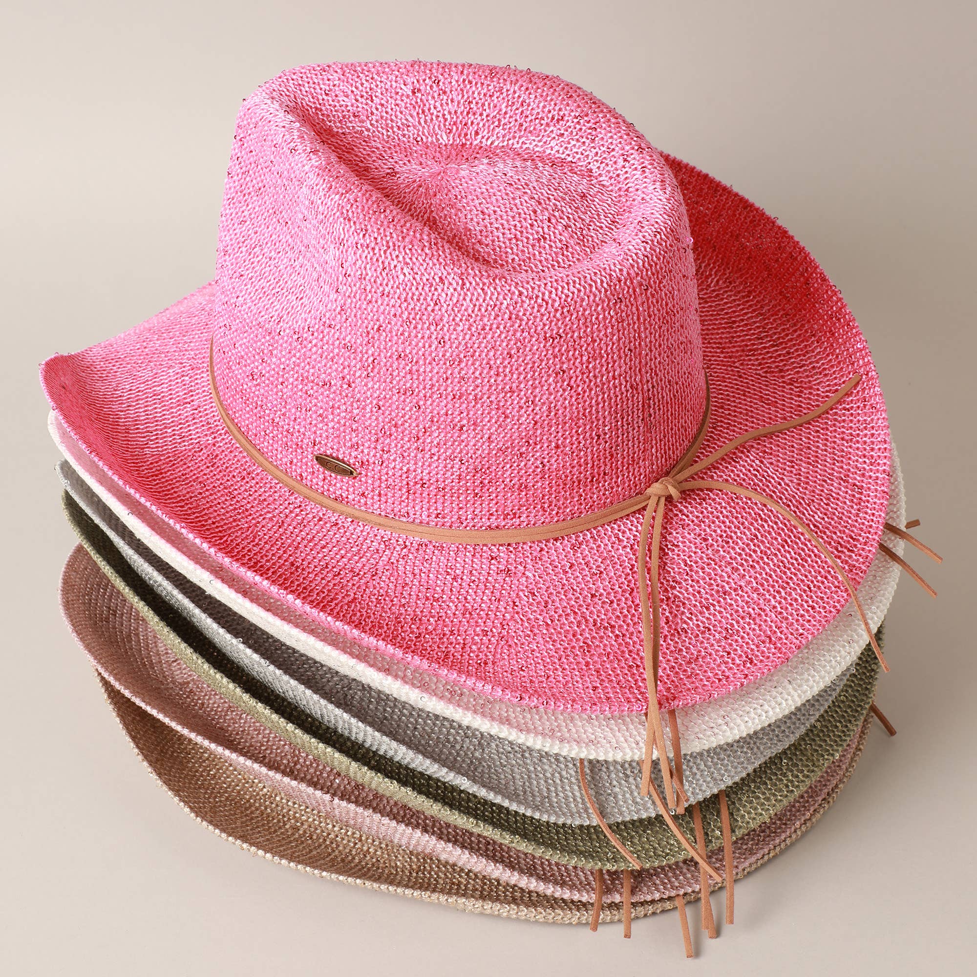 Fashion City – wholesale Cowboyhatt - Dam – Paljett Cowboyhatt med mocka String24