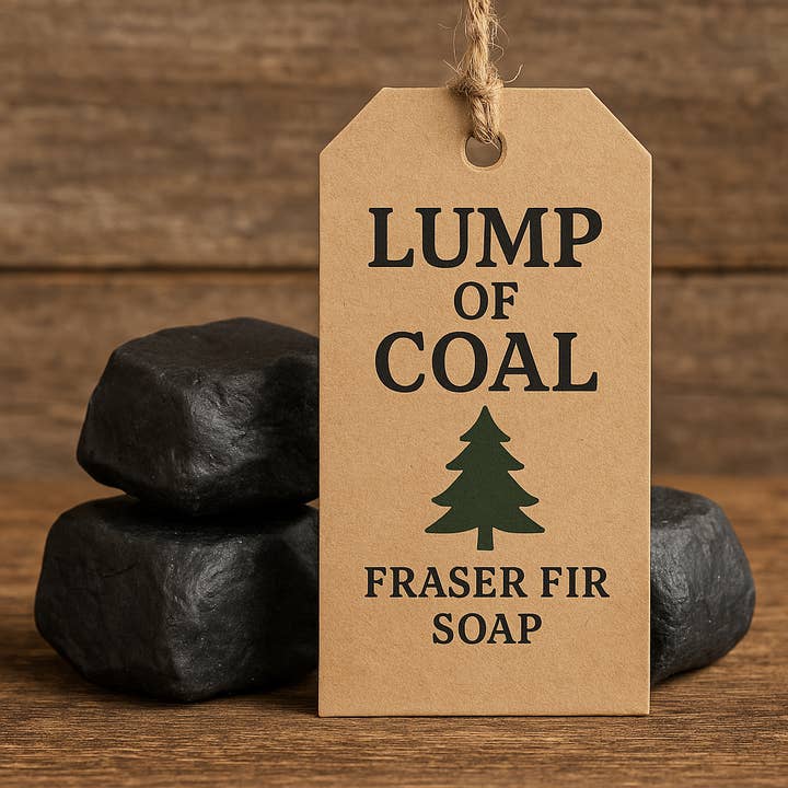 Ginger & Pine Apothecary - Wholesale Bar Soap - Charcoal Soap | Lump of Coal Fraser Fir Christmas Gift Set –1