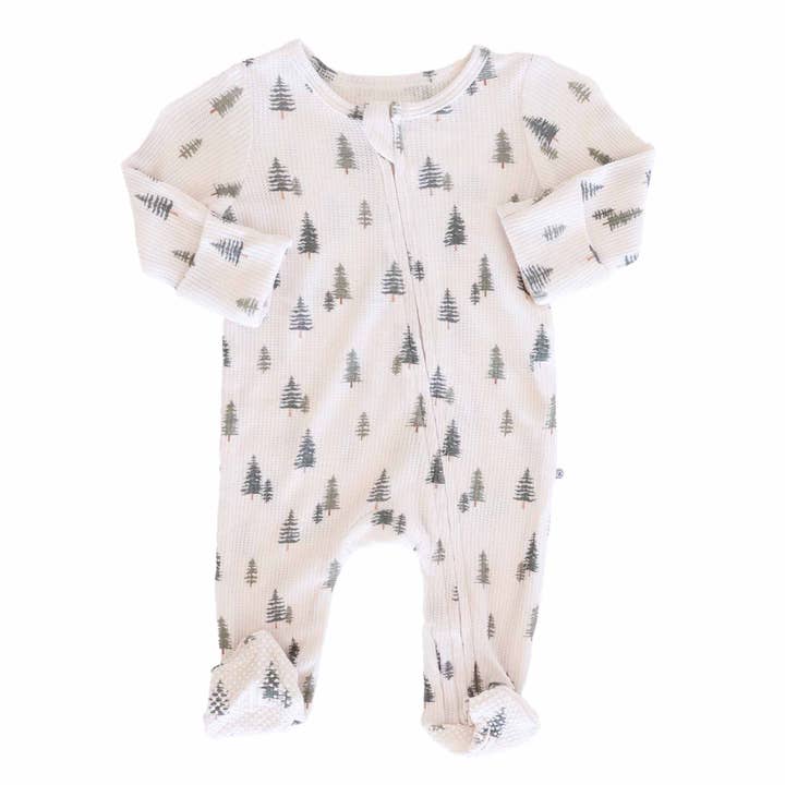 Caden Lane - Wholesale Jumpsuit - Baby - Evergreen Bamboo Waffle Zipper Footie5