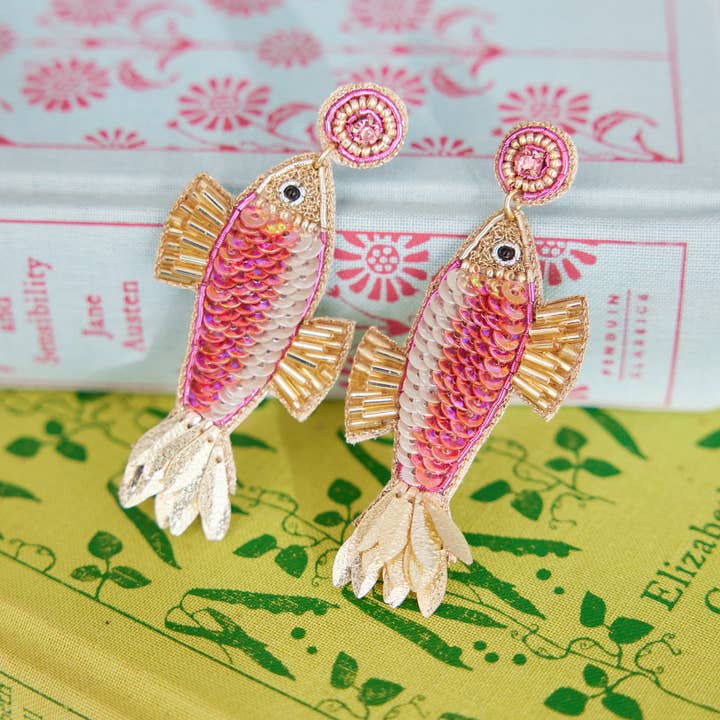 Beth Ladd Collections - Wholesale Dangle Earrings - Fancy Fish Earrings in Pink1