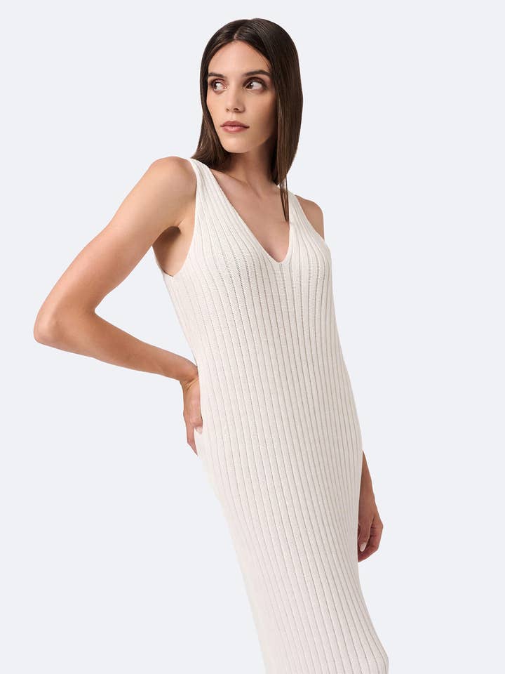 Knitted ribbed V-neck dress for wholesale by Mila.Vert