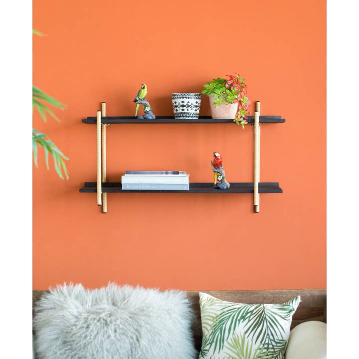 A&B Home Group Inc. - Wholesale Free-standing shelf - 36x10x20.5" Two Tiers Shelf - Black/Brown7
