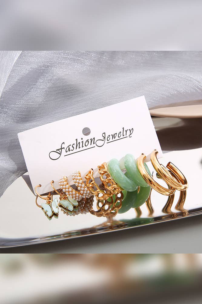 01 Ohrringe aus Perlen und Legierung, 5-teiliges Set, Mindestbestellmenge: 5 Stück ZZKF566 für den Großhandel auf Faire1