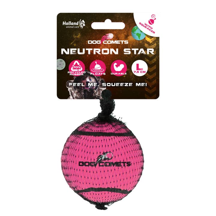Dog comets Neutron Star Tennis Ball With Squeaker L Pink 1st for wholesale by Hofman Animal Care