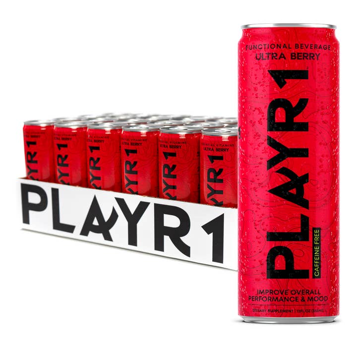 PLAYR1 Ultra Berry – Boisson Bien-Être Sans Caféine 12oz (24-P) pour la vente par PLAYR1