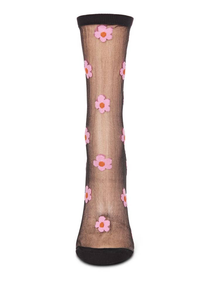 Infinity Classics International Inc. - Venta al por mayor Calcetines - Mujer - Calcetines redondos transparentes con estampado de margaritas para mujer2