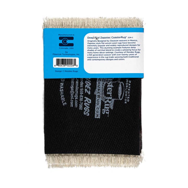 Mouse Rug - Wholesale Coasters - 4 Pc CoasterRug Set Deep Red Zapotec4