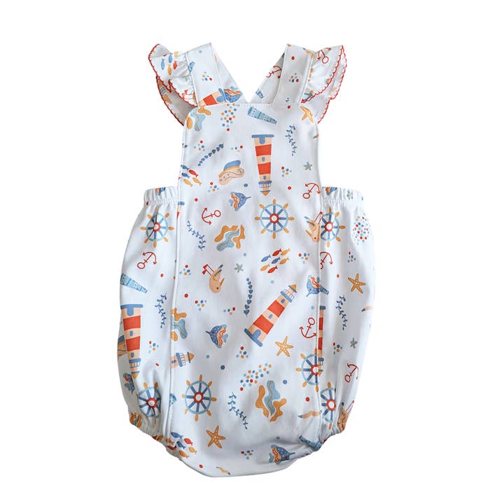 Maillot de soleil Seaside Print pour petite fille en coton Pima pour la vente par Marco and Lizzy