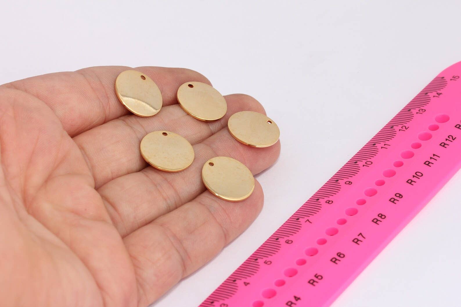 QueenJewelryM - Wholesale Individual Charm/Pendant - 16mm 24k Shiny Gold Coin Stamping Disc Charms, XP170