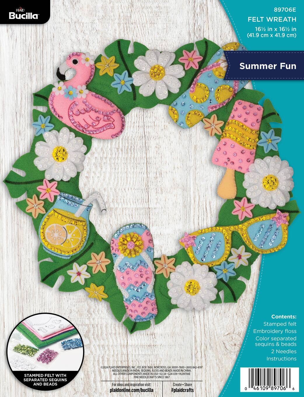 Plaid Crafts - Wholesale DIY Craft Kit - Bucilla ® Seasonal Felt Home Decor Kit - Summer Fun Wreath