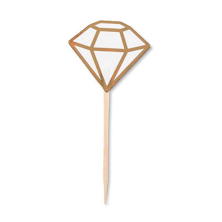 Papir Cupcake Topper Picks - Diamant - Sæt Med 12 for engroshandel hos Weddingstar Inc.