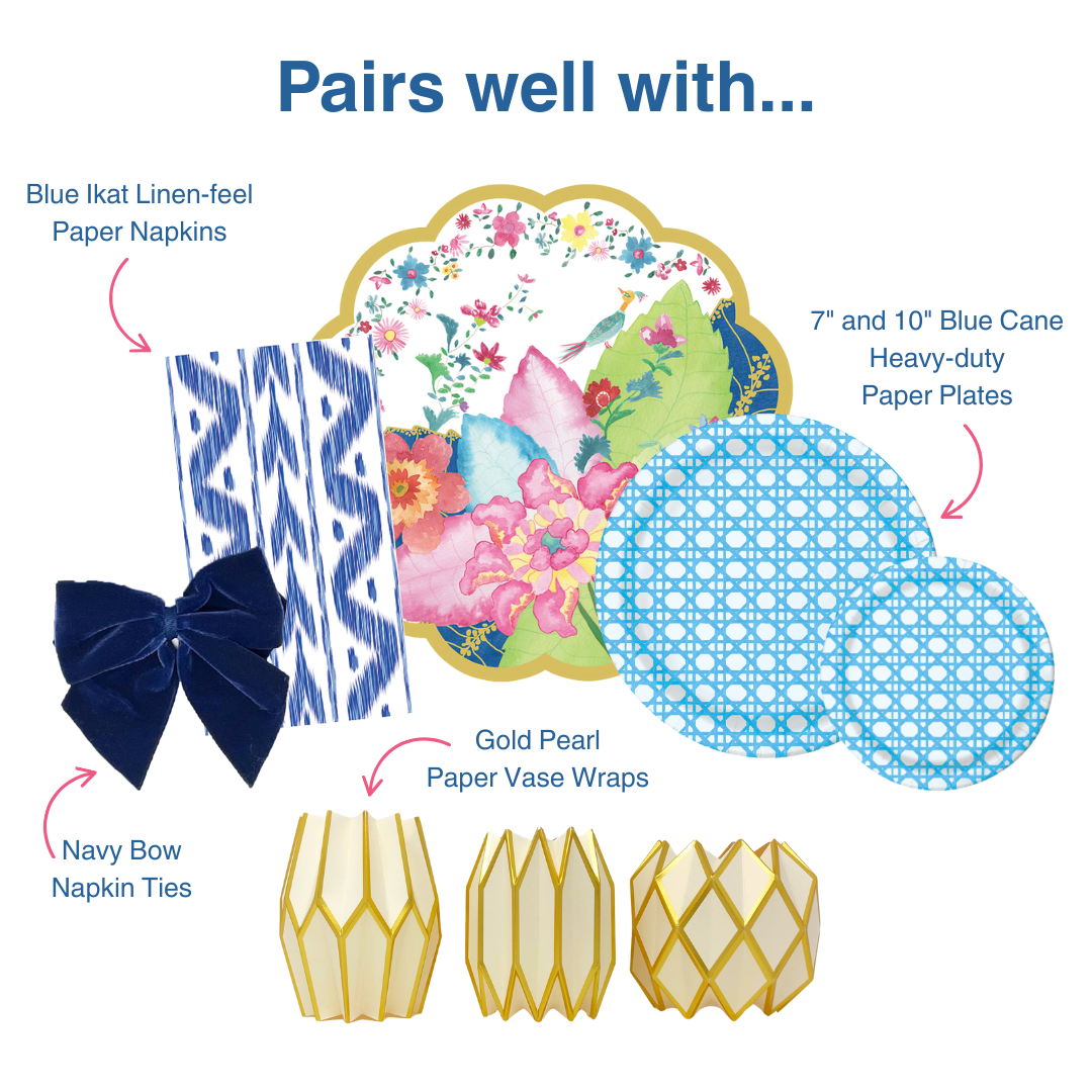 Lucy Grymes Designs – Engroshandel Engangdækkeserviet – Tobaksløv papirdug med bølget kant | Sæt med 24 stk.3