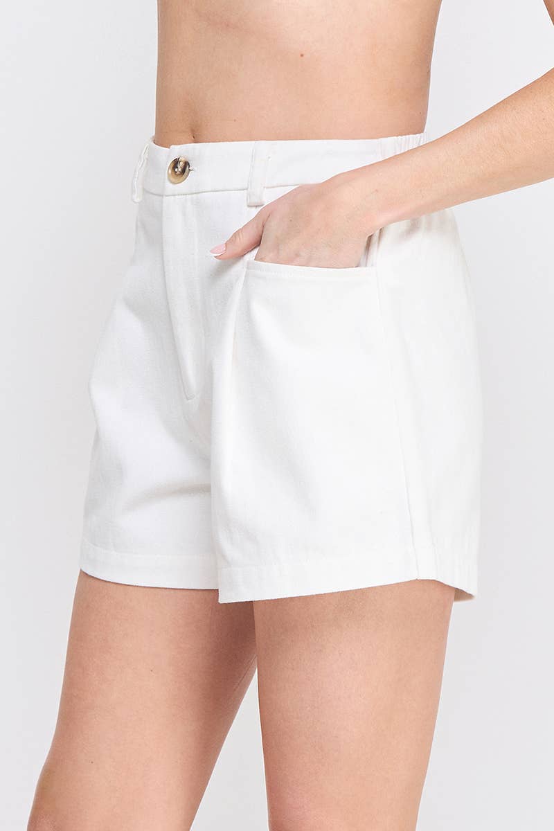 Allie Rose - Wholesale Shorts - Women's - Twill Box Pleat Shorts with Pockets10