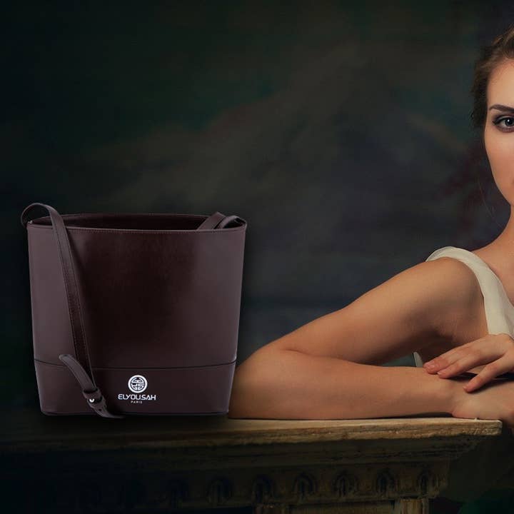 Elyousah Paris ,société SAROU – wholesale Bärkasse - Dam – LYS bucketväska i fullnarvat kalvskinn (brun)3