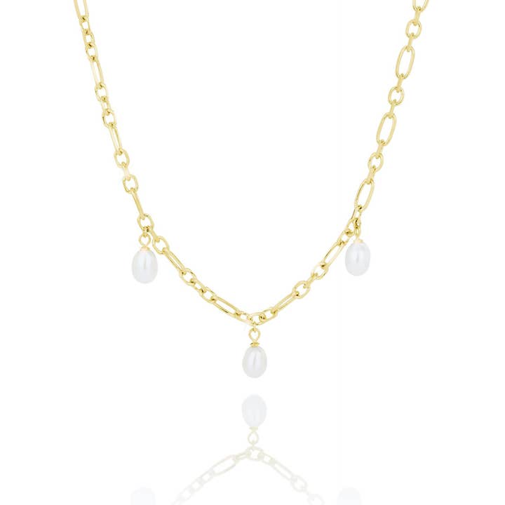 Haf Gróf Hálsfesti Mit 3X Perlen - Vergoldet für den Großhandel von bylovisa