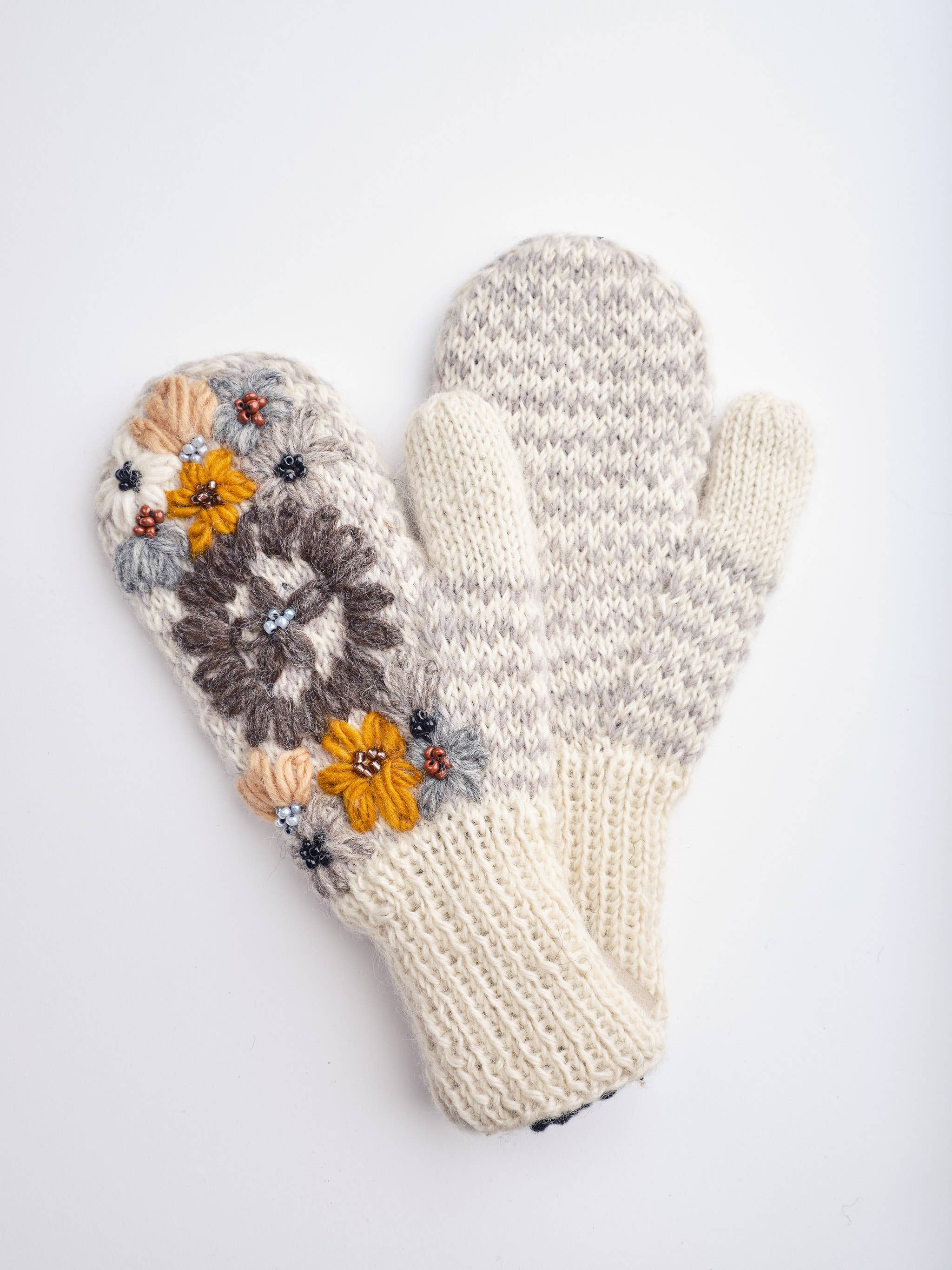 Windhorse Trading Inc - Wholesale Beanie - Women's - Embroidery Wool Beaded Floral_CP766