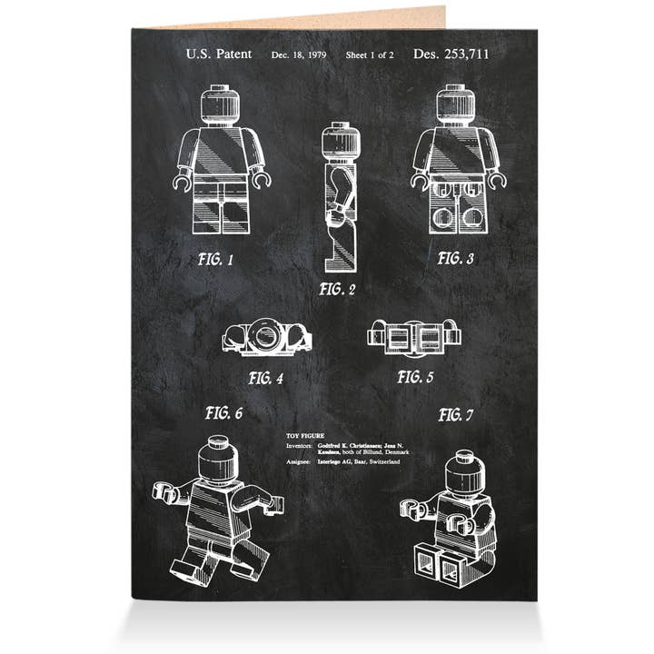 Carte de vœux avec enveloppe, illustration #335, figure Lego brevetée pour la vente par Eicie