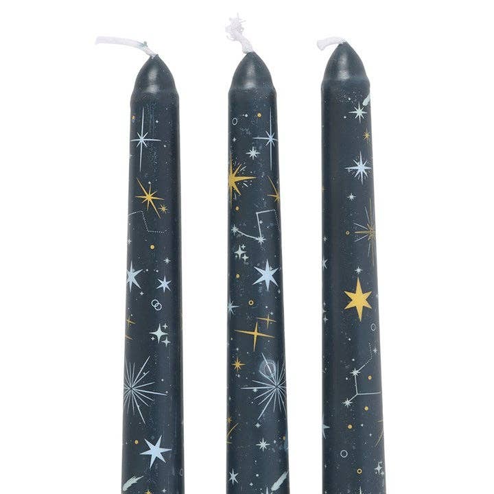 Something Different Wholesale - Wholesale Tapered Candle/Candlestick - Set of 3 Starry Night Celestial Taper Candles3