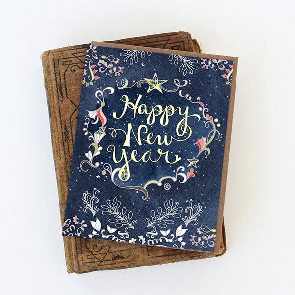 Cynla - Wholesale New Year's Card - BOX of 8 Starry New Year Card - new year holiday cards1