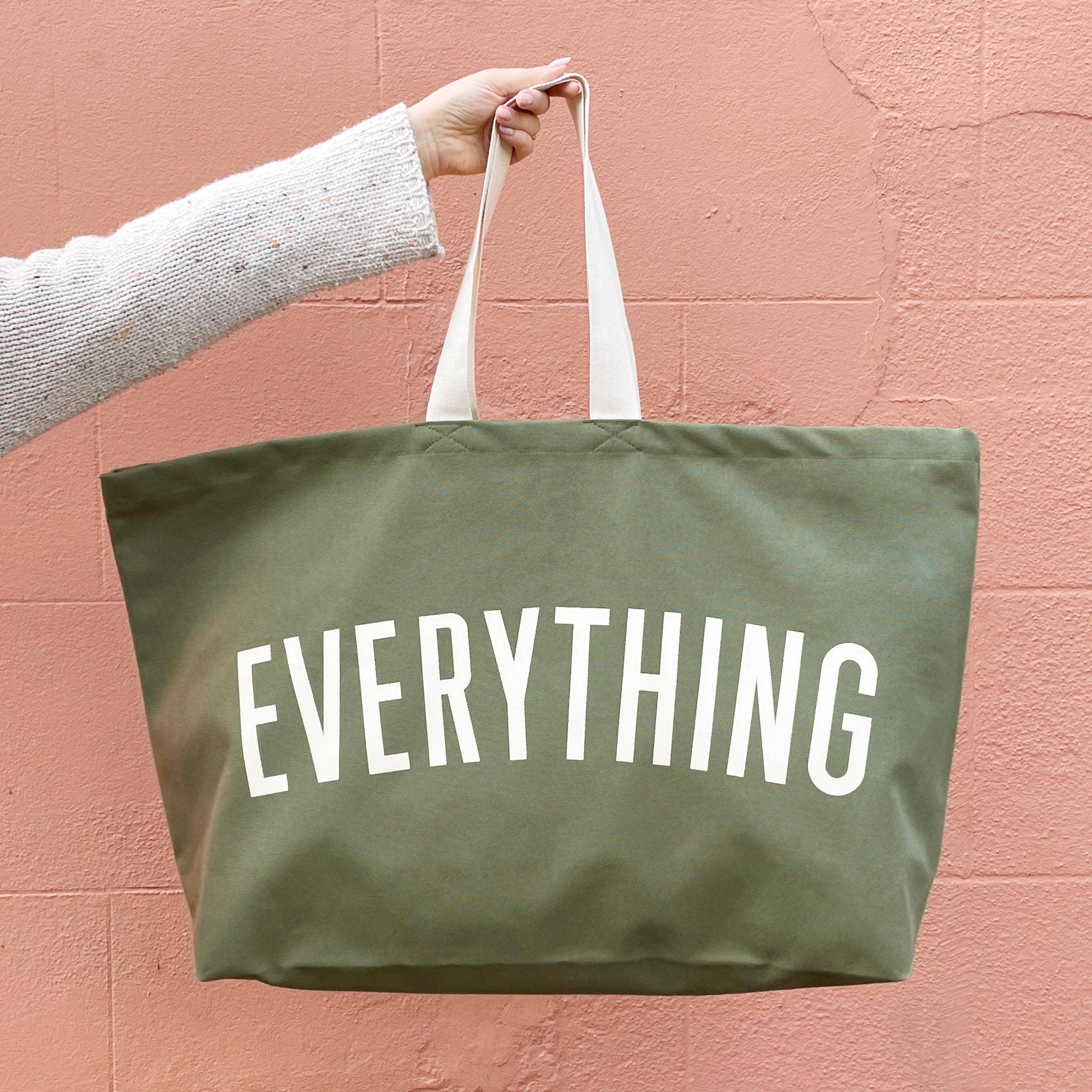 Alphabet Bags – Engroshandel Tote bag - Dame – Everything virkelig stor skuldertaske i olivengrøn1
