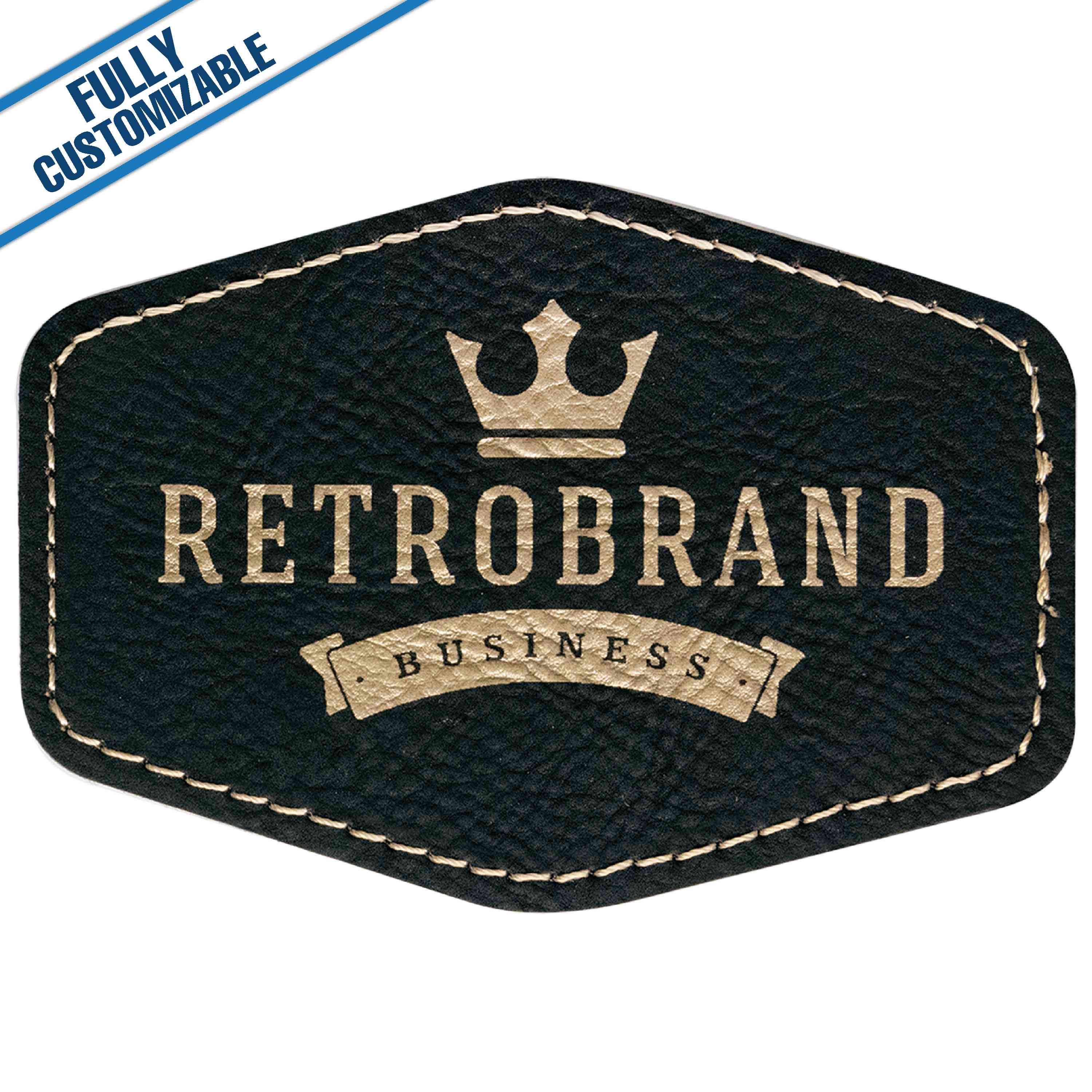GiftWorksPlus - Wholesale Patch - Engraved Leatherette Hexagon Patch - Fully Customizable0