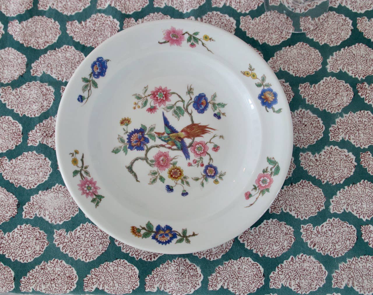 Rozablue - Vente Nappes - Petite nappe bleue Shanti imprimée à la main 150 x 2403