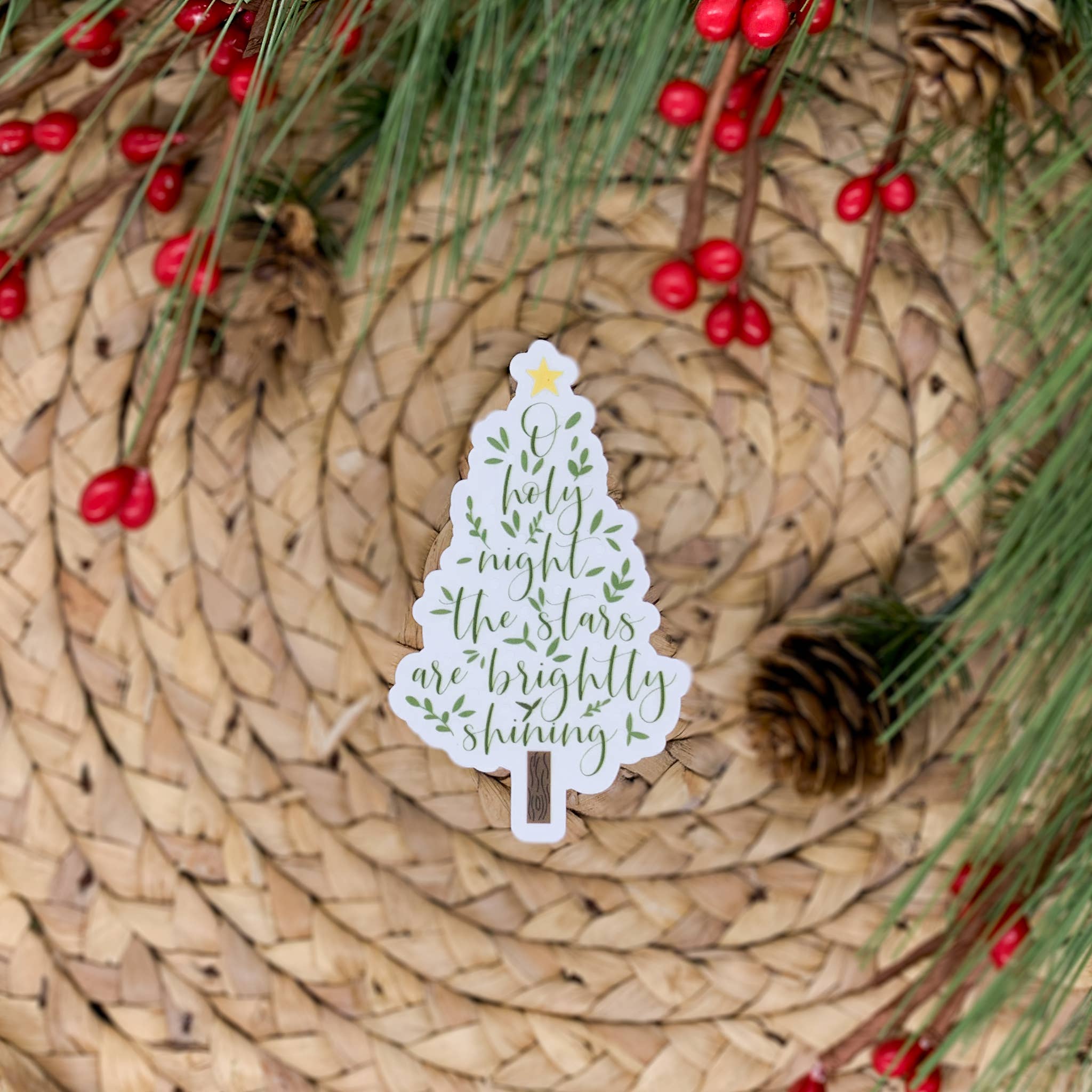 Savannah and James Co - Vendita all'ingrosso Adesivo - O Holy Night Christmas Tree Clear, adesivo in vinile 3x3 in.4