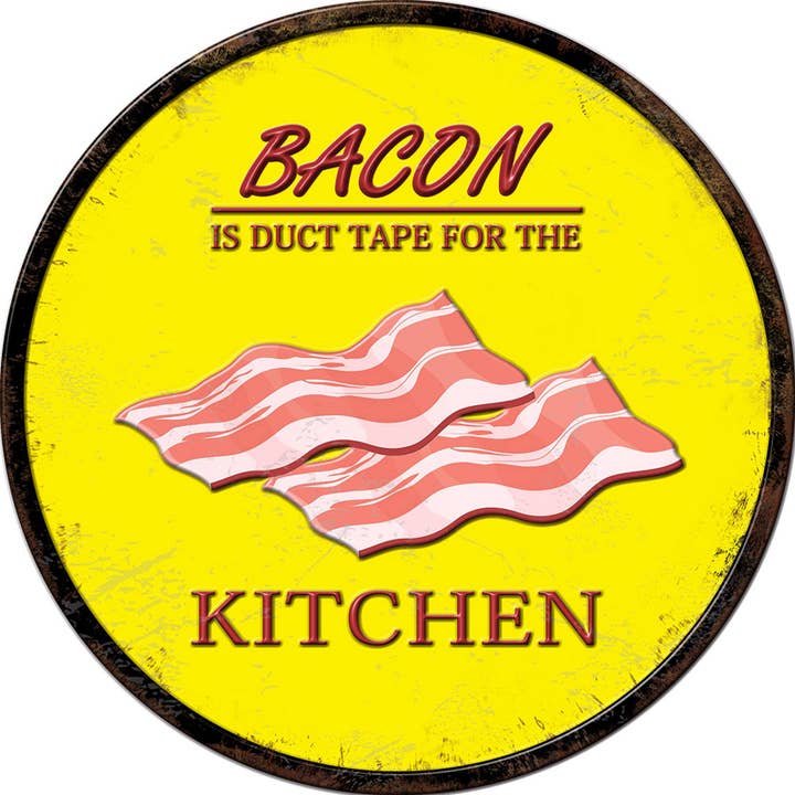 Bacon 3D præget metalskilt - 12* 12 i for engroshandel hos inVintage