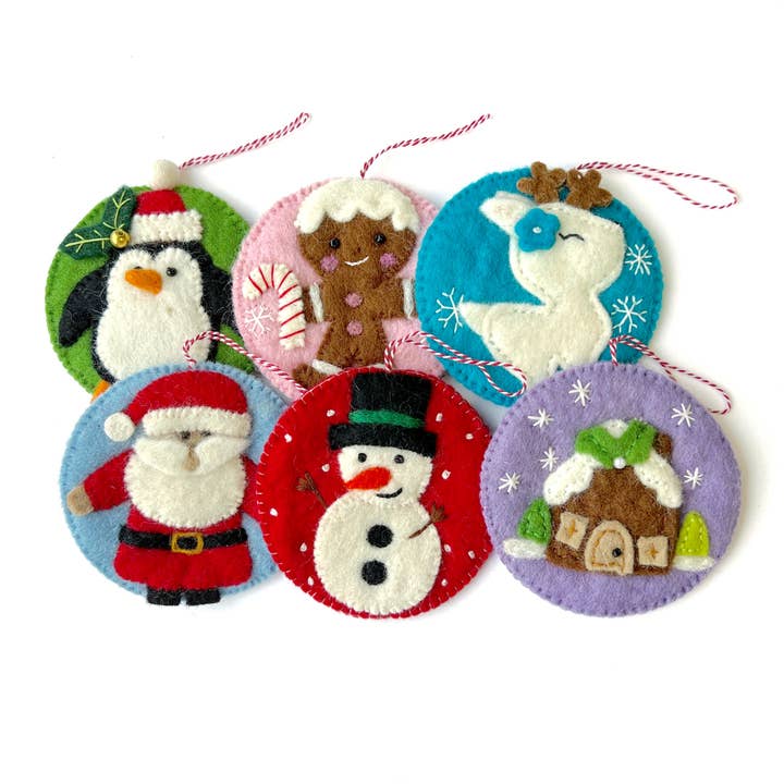 Ornaments 4 Orphans - Vente Objets de décoration - Lot de décorations en forme de cercle, décoration de Noël en laine feutrée