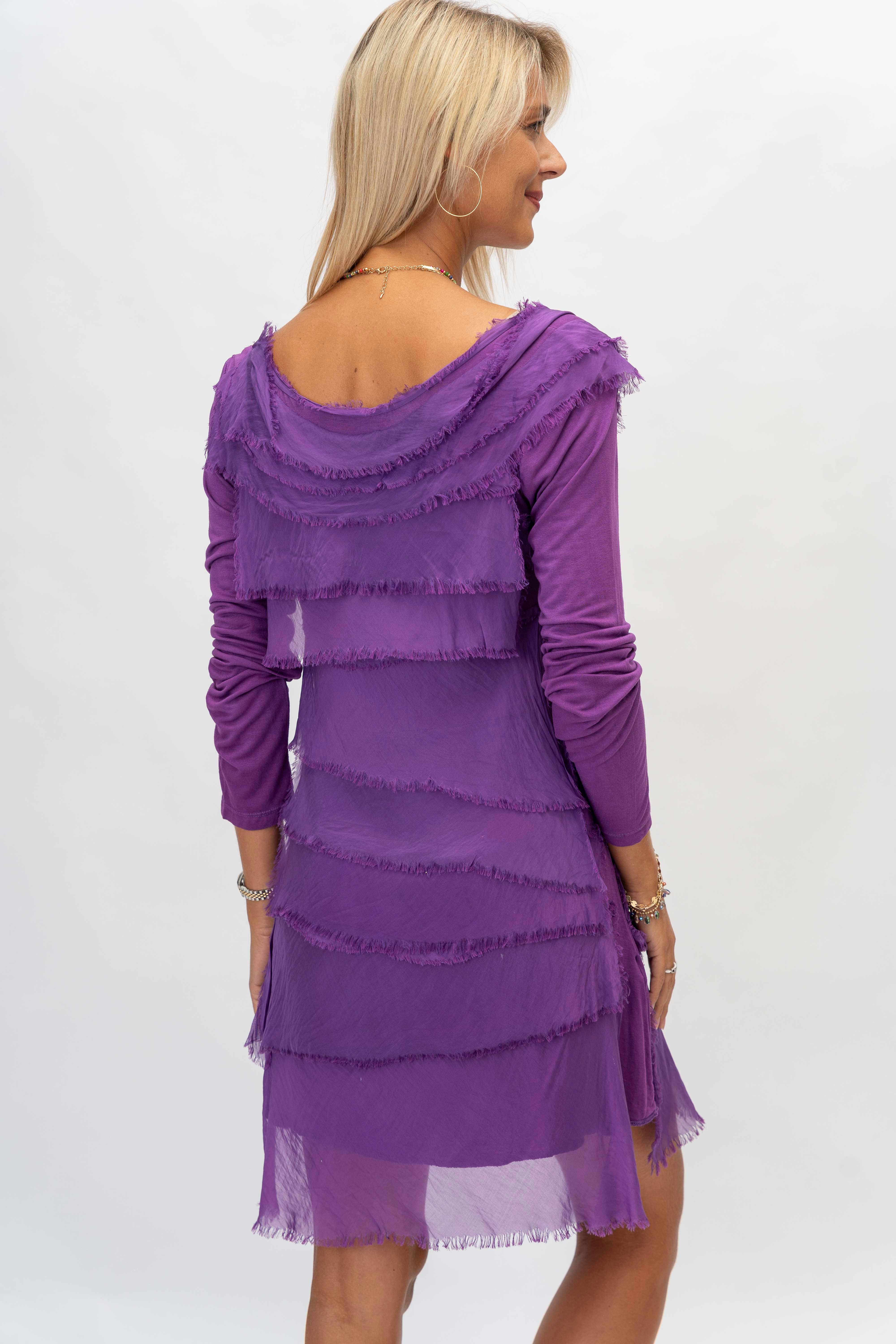 Look Mode Usa - Wholesale Dress - Women's - Long Sleeve Solid Silk Ruffle Dress3
