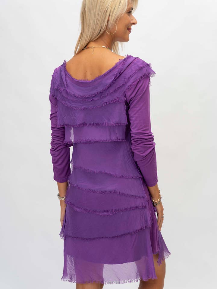 Look Mode Usa - Wholesale Dress - Women's - Long Sleeve Solid Silk Ruffle Dress3