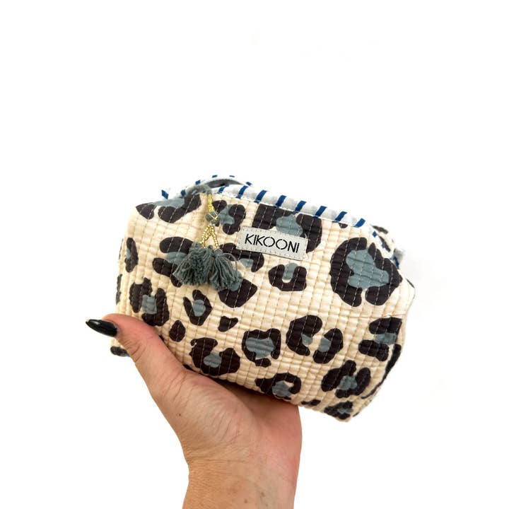 kikooni - Vente Trousses de maquillage/cosmétique - Trousse de maquillage petite artisanale « blue Leo »3