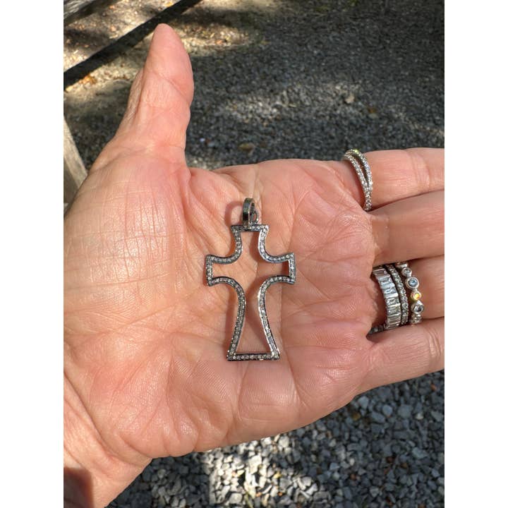 Open Pave Diamond Cross Pendant for wholesale by ILISSA MICHELE JEWELRY