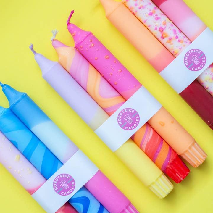 Nordtrice – Vela/castiçal cónico por atacado – Velas côr cônico- 3 pack/ cores brilhantes do sol de verão4