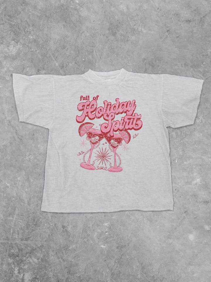 Full of Holiday Spirit, Christmas Boxy Cotton T-Shirt for wholesale by The Clandestine Underground