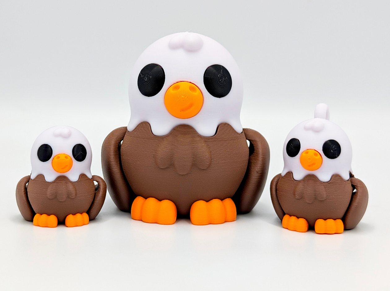 Great American Designs - Wholesale Fidget Toy - Kids - Tiny Baby Bald Eagle 3D Printed Toy, Fidget Toy0