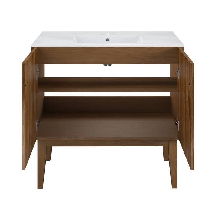 Swiss Madison - Wholesale Cabinet - Bosse Freestanding Bathroom Vanity Brown Oak with Sink Top7