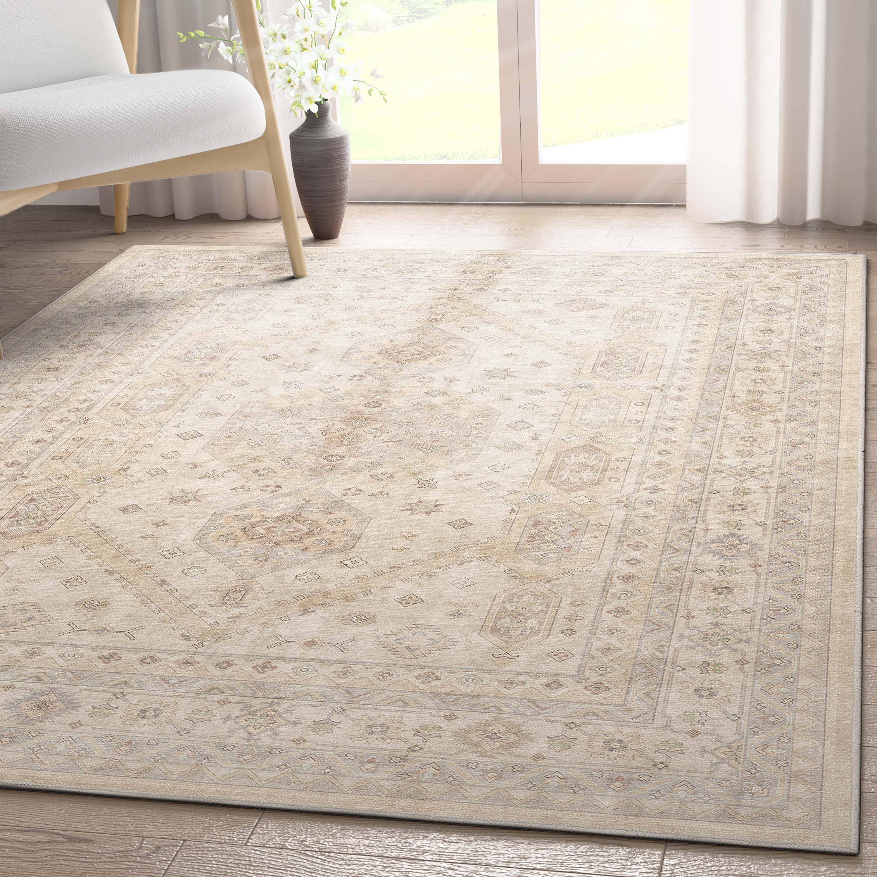 Well Woven - Wholesale Area Rug - Nicosia Vintage Tribal Medallion Beige Flat-Weave Rug4