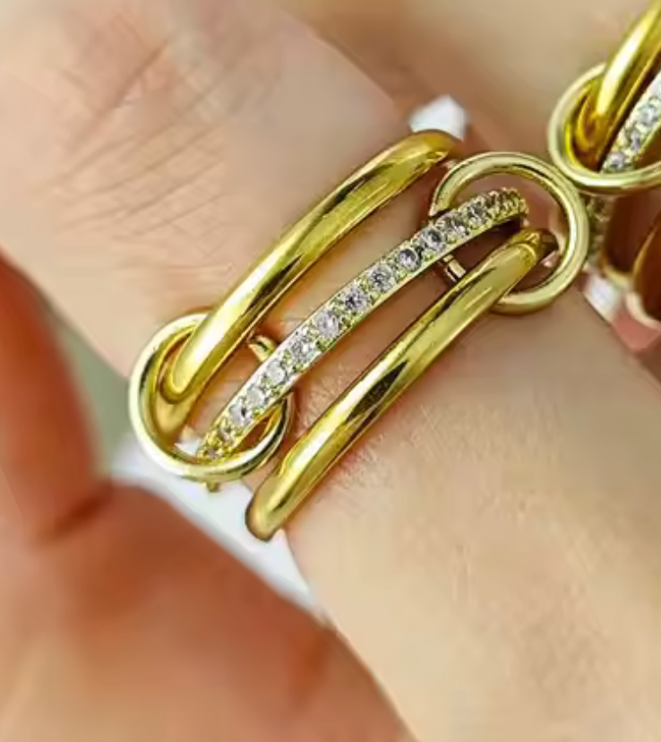 HoopLa - Vendita all'ingrosso Anello midi/a fascia - Nuovo Anello Eternity Multi Banda -fasce impilabili- ACCIAIO-dimensionato7