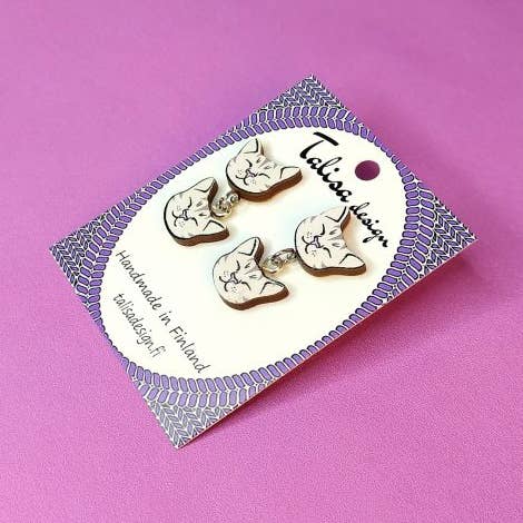 Orecchini a lobo con faccia di gatto, per la vendita all'ingrosso da parte di Talisa design