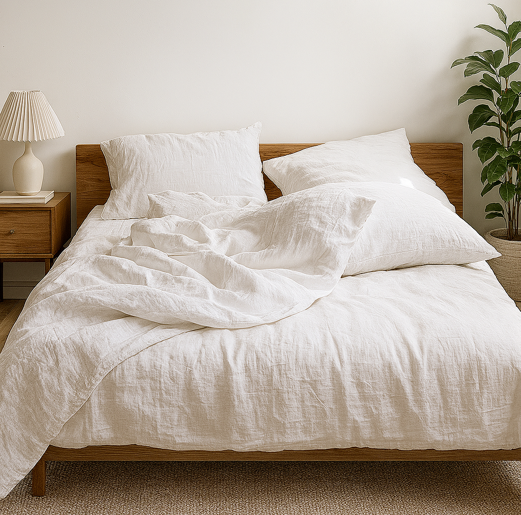 Q VITA - Wholesale Bedding Set - 80%TENCEL 20% Linen Duvet Cover Set - Oatmeal1