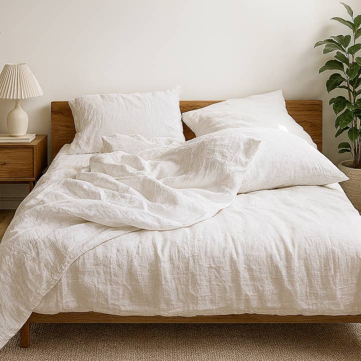 Q VITA - Wholesale Bedding Set - 80%TENCEL 20% Linen Duvet Cover Set - Oatmeal1