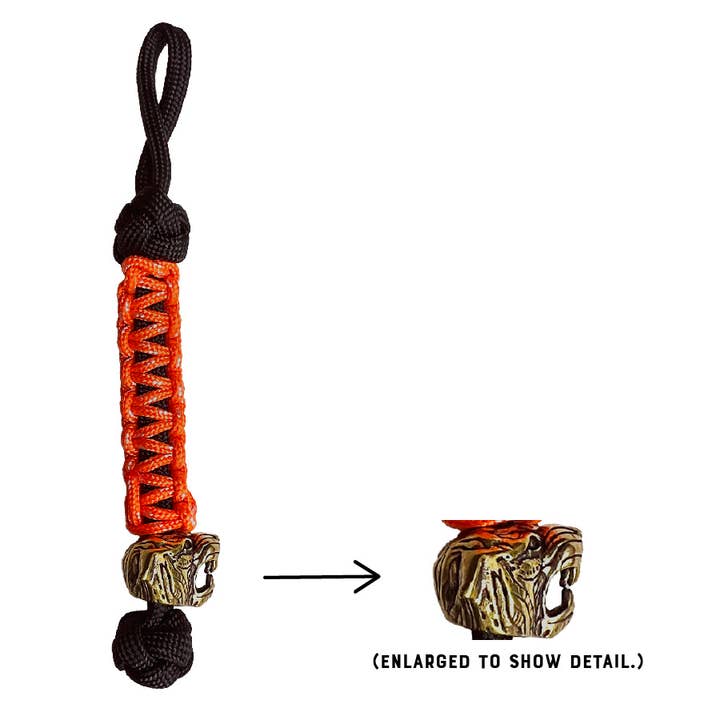 Lucky Jack – wholesale Lanyard – Men’s – Orange paracord Lanyard w/ Brass Tiger Bead1