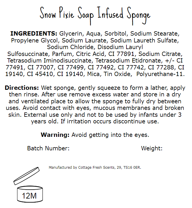 Cottage Fresh Scents – Puff/esponja de banho por atacado – Esponja de massagem esfoliante com infusão de sabão Snow Pixie2