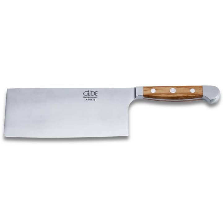ALPHA OLIVE | Couteau de Chef Chinois lame de 8" / Manche en Bois d'Olivier pour la vente par Ginza Steel