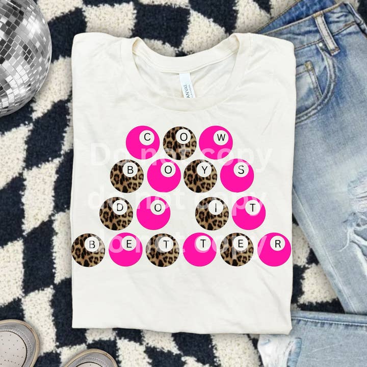 Cowboys do it better hot pink cheetah tee for wholesale by Rustic Rose Western Boutique