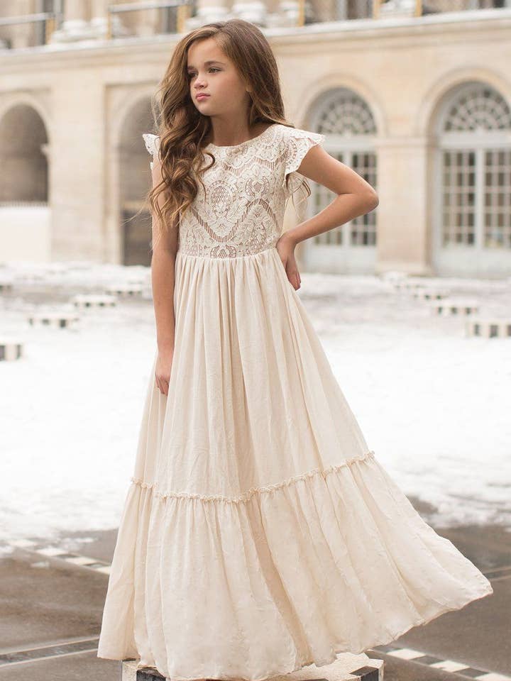 Macy jurk in crème - Meisjes voor wholesale door Joyfolie