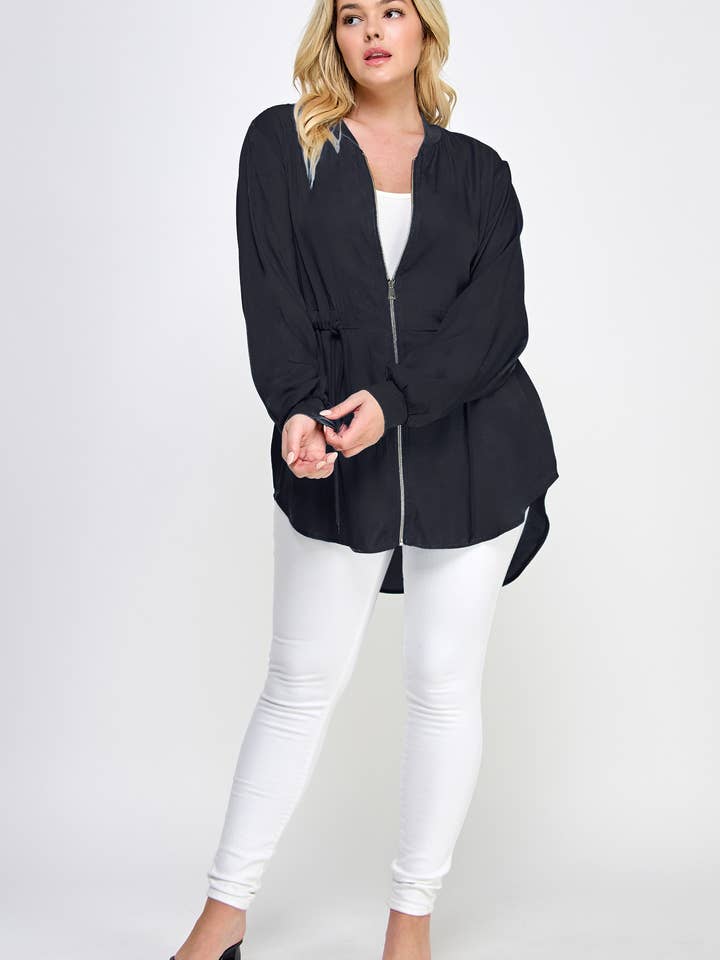 Große Größen Bomberjacke mit Reißverschluss – Modell SS2410P-J für den Großhandel von Haute Fox Plus Size & Contemporary